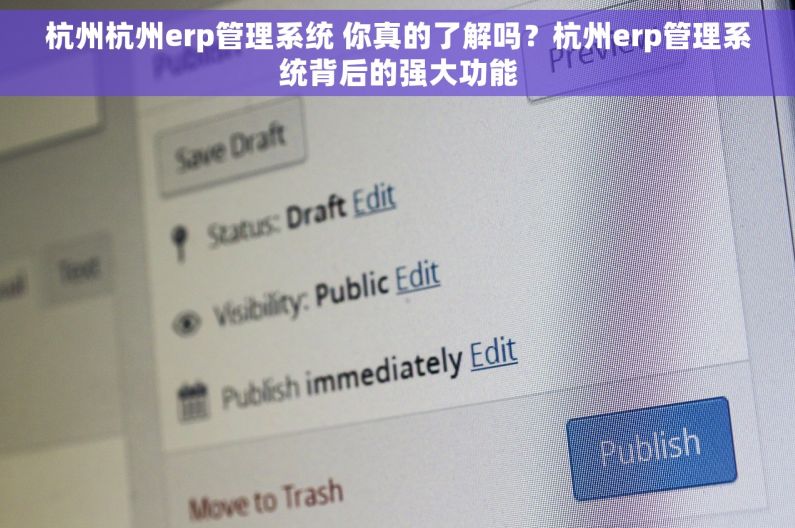 杭州杭州erp管理系统 你真的了解吗？杭州erp管理系统背后的强大功能