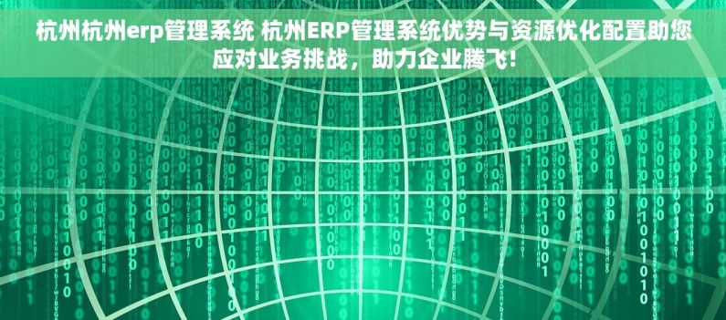 杭州杭州erp管理系统 杭州ERP管理系统优势与资源优化配置助您应对业务挑战，助力企业腾飞!