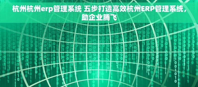 杭州杭州erp管理系统 五步打造高效杭州ERP管理系统，助企业腾飞