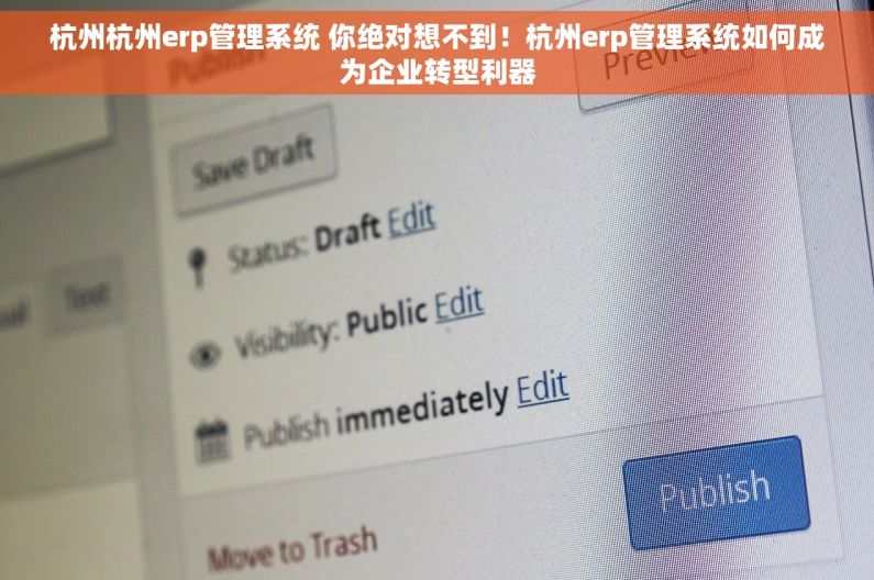 杭州杭州erp管理系统 你绝对想不到！杭州erp管理系统如何成为企业转型利器