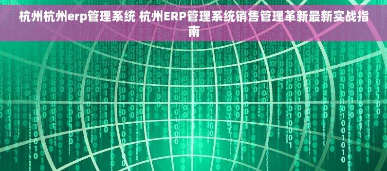 杭州杭州erp管理系统 杭州ERP管理系统销售管理革新最新实战指南