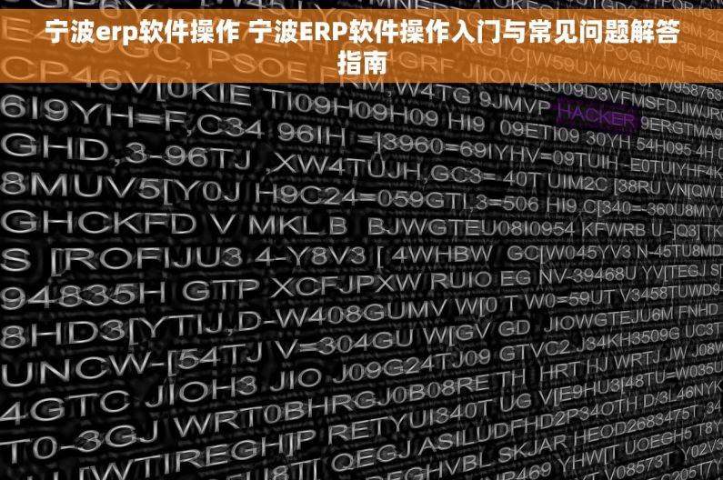 宁波erp软件操作 宁波ERP软件操作入门与常见问题解答指南