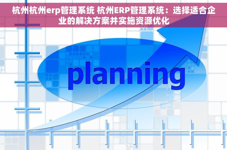 杭州杭州erp管理系统 杭州ERP管理系统：选择适合企业的解决方案并实施资源优化