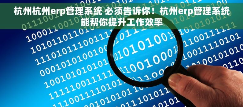 杭州杭州erp管理系统 必须告诉你！杭州erp管理系统能帮你提升工作效率