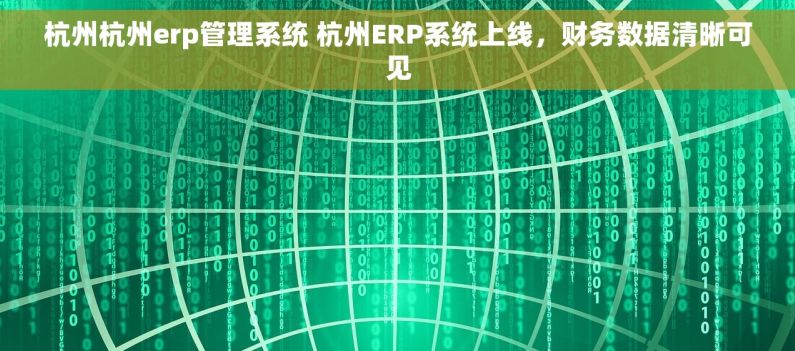 杭州杭州erp管理系统 杭州ERP系统上线，财务数据清晰可见