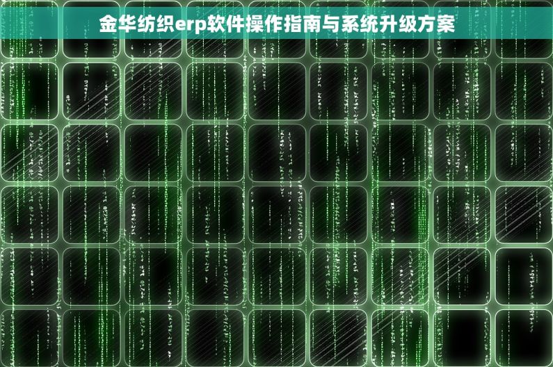 金华纺织erp软件操作指南与系统升级方案