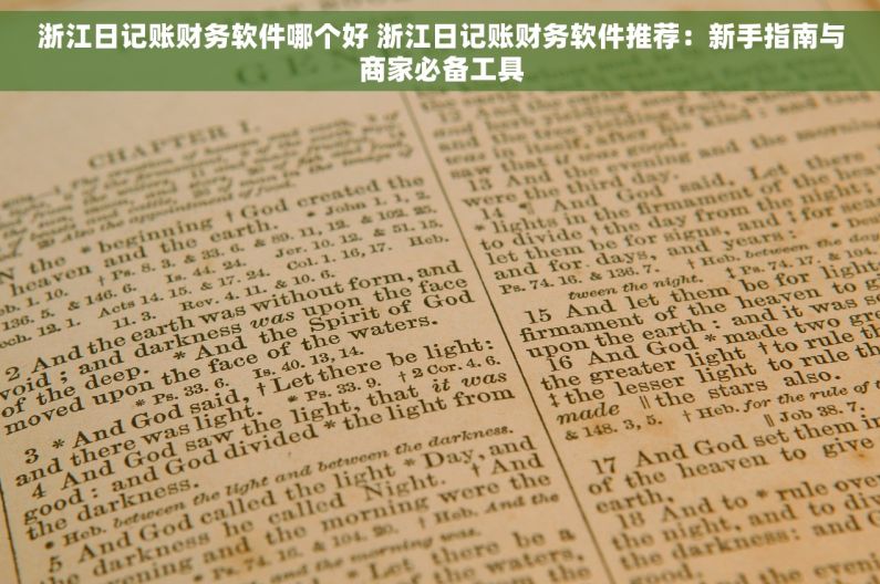 浙江日记账财务软件哪个好 浙江日记账财务软件推荐：新手指南与商家必备工具