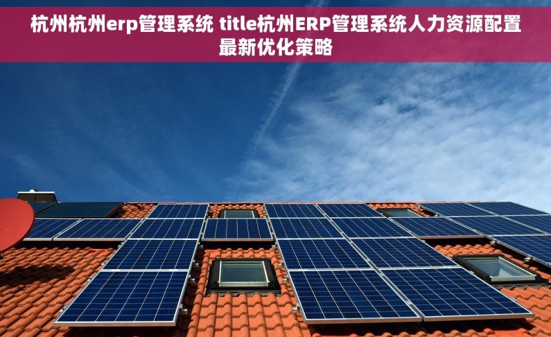 杭州杭州erp管理系统 title杭州ERP管理系统人力资源配置最新优化策略