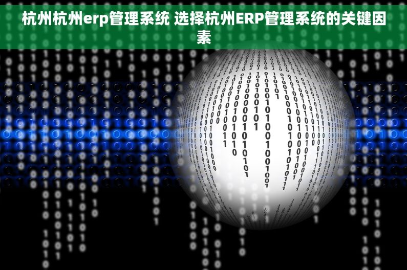 杭州杭州erp管理系统 选择杭州ERP管理系统的关键因素