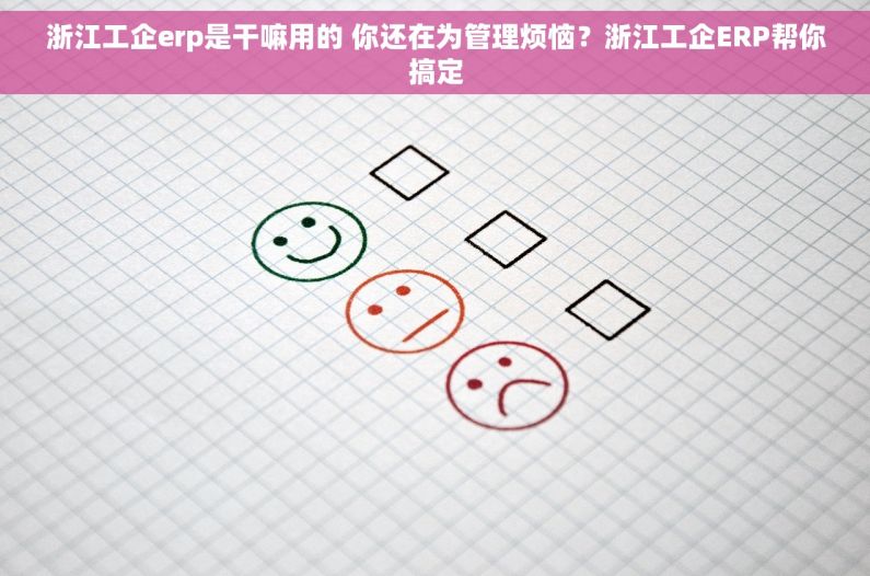 浙江工企erp是干嘛用的 你还在为管理烦恼？浙江工企ERP帮你搞定