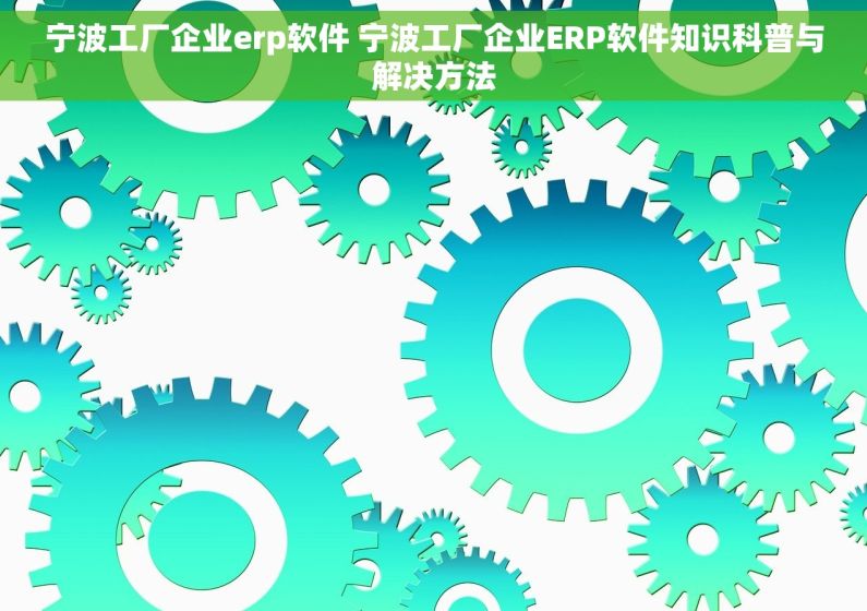 宁波工厂企业erp软件 宁波工厂企业ERP软件知识科普与解决方法