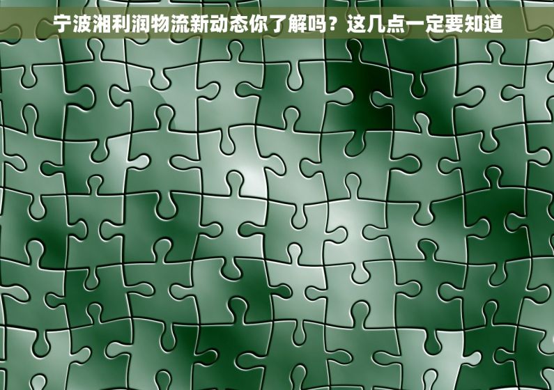 宁波湘利润物流新动态你了解吗？这几点一定要知道