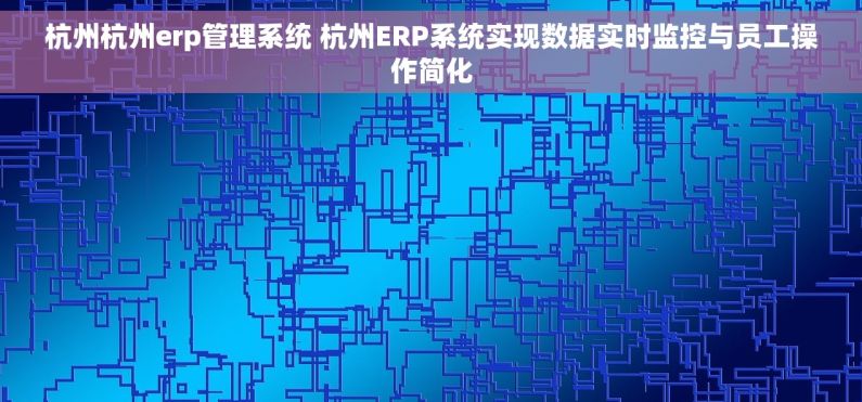 杭州杭州erp管理系统 杭州ERP系统实现数据实时监控与员工操作简化