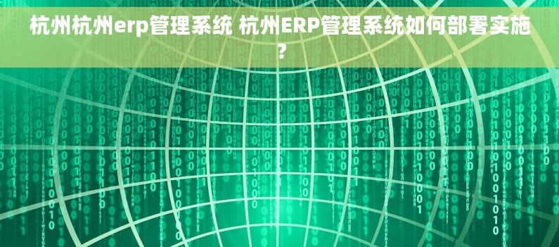 杭州杭州erp管理系统 杭州ERP管理系统如何部署实施？
