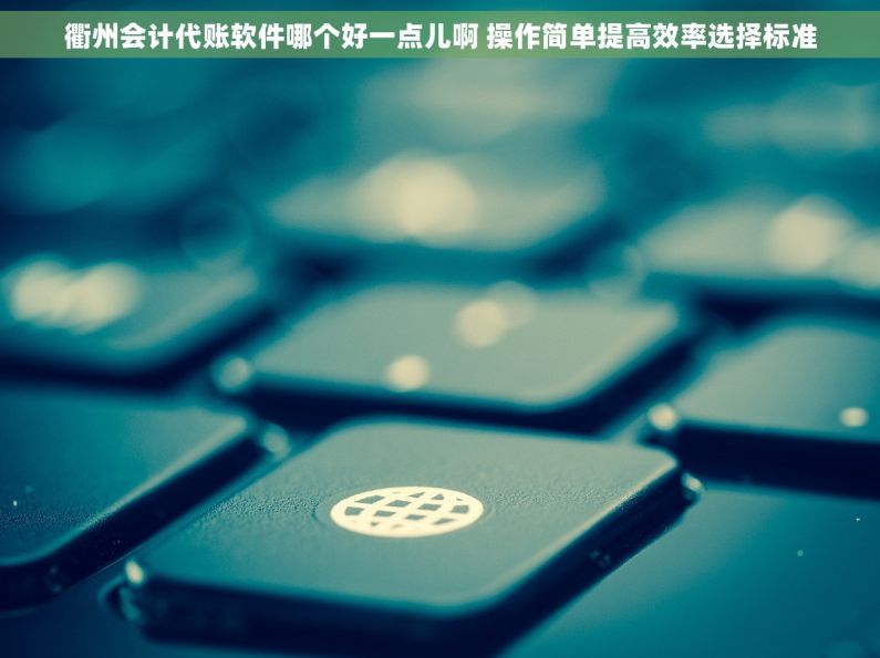 衢州会计代账软件哪个好一点儿啊 操作简单提高效率选择标准