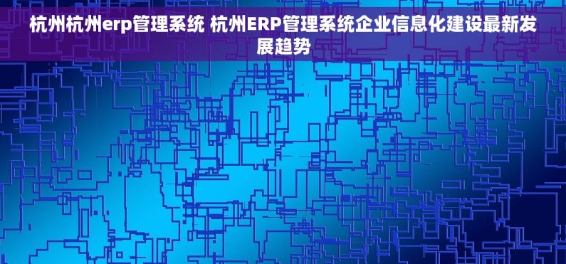 杭州杭州erp管理系统 杭州ERP管理系统企业信息化建设最新发展趋势