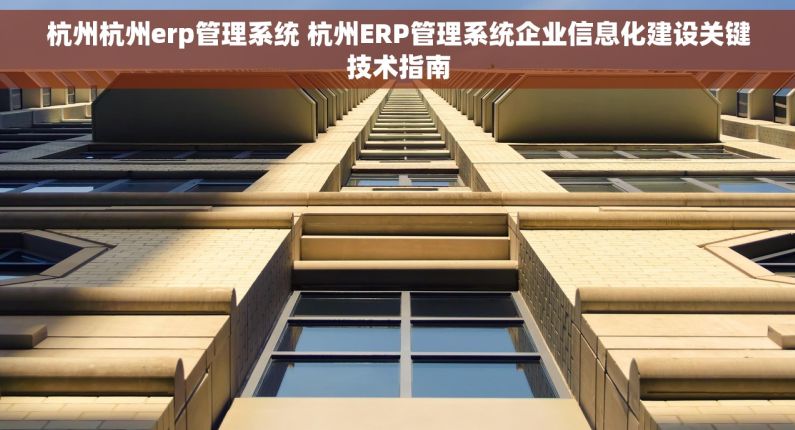 杭州杭州erp管理系统 杭州ERP管理系统企业信息化建设关键技术指南