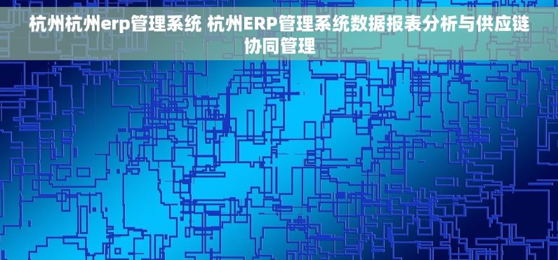 杭州杭州erp管理系统 杭州ERP管理系统数据报表分析与供应链协同管理