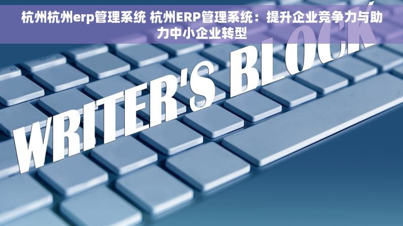 杭州杭州erp管理系统 杭州ERP管理系统：提升企业竞争力与助力中小企业转型