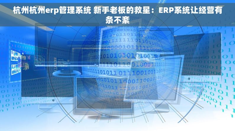 杭州杭州erp管理系统 新手老板的救星：ERP系统让经营有条不紊