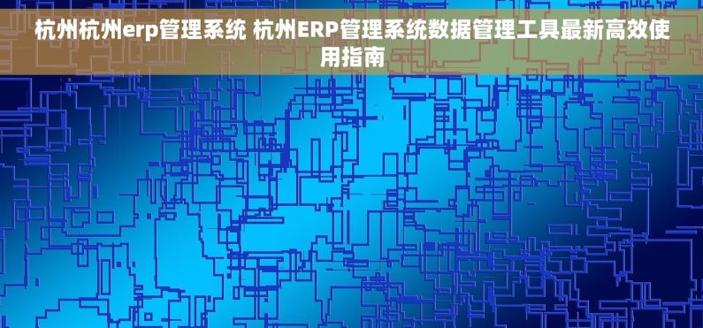杭州杭州erp管理系统 杭州ERP管理系统数据管理工具最新高效使用指南