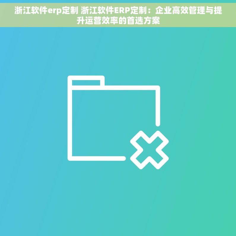 浙江软件erp定制 浙江软件ERP定制：企业高效管理与提升运营效率的首选方案