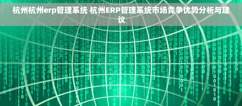 杭州杭州erp管理系统 杭州ERP管理系统市场竞争优势分析与建议