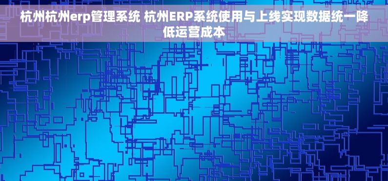 杭州杭州erp管理系统 杭州ERP系统使用与上线实现数据统一降低运营成本 杭州杭州erp管理系统 杭州ERP系统使用与上线实现数据统一降低运营成本