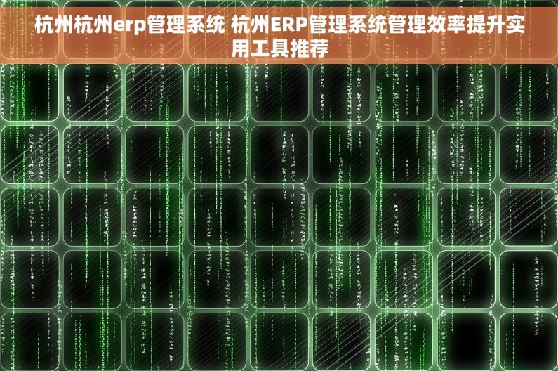 杭州杭州erp管理系统 杭州ERP管理系统管理效率提升实用工具推荐 杭州杭州erp管理系统 杭州ERP管理系统管理效率提升实用工具推荐