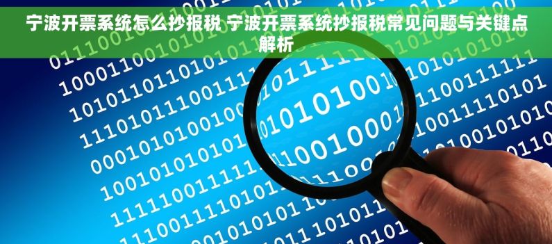 宁波开票系统怎么抄报税 宁波开票系统抄报税常见问题与关键点解析