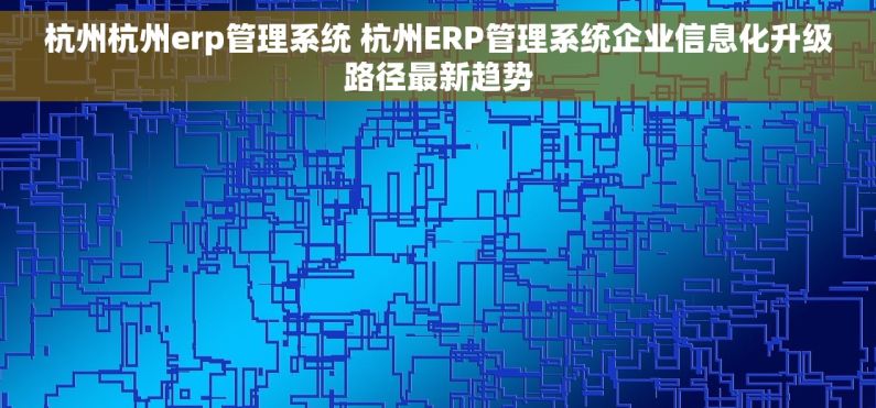 杭州杭州erp管理系统 杭州ERP管理系统企业信息化升级路径最新趋势