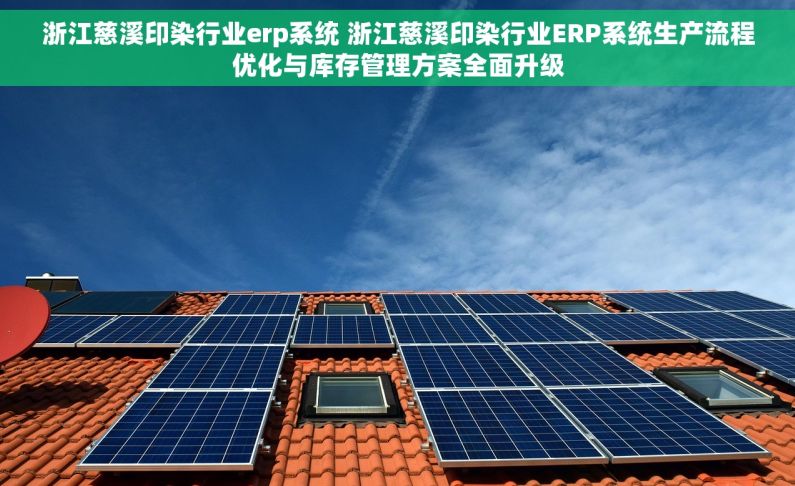 浙江慈溪印染行业erp系统 浙江慈溪印染行业ERP系统生产流程优化与库存管理方案全面升级