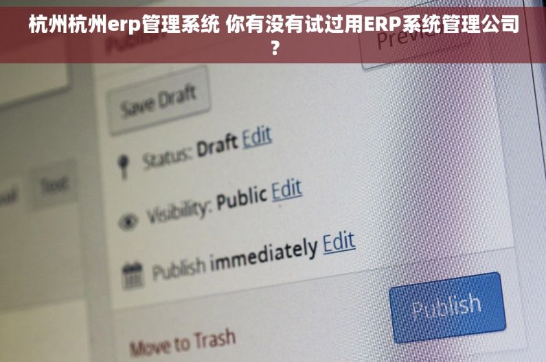 杭州杭州erp管理系统 你有没有试过用ERP系统管理公司？